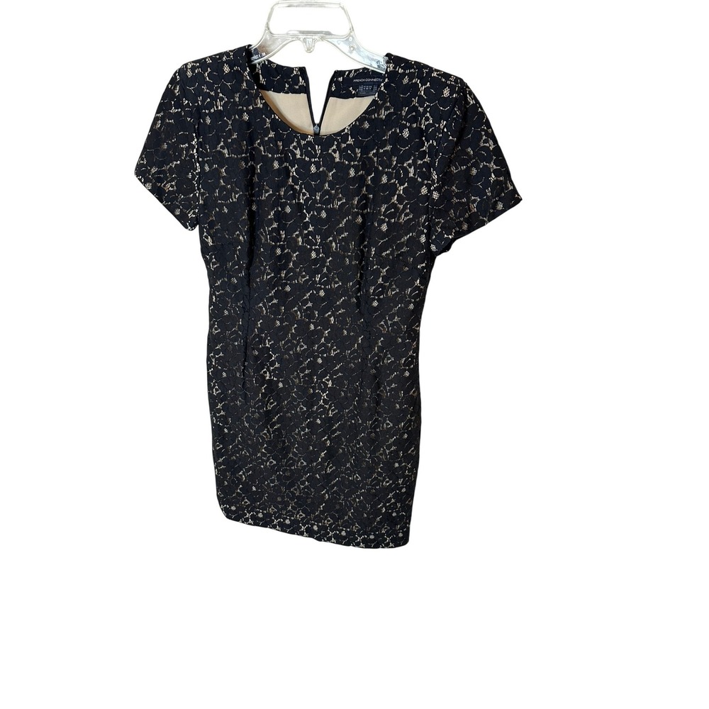 French Connection Black Lace Floral Sheath Dress Size 8